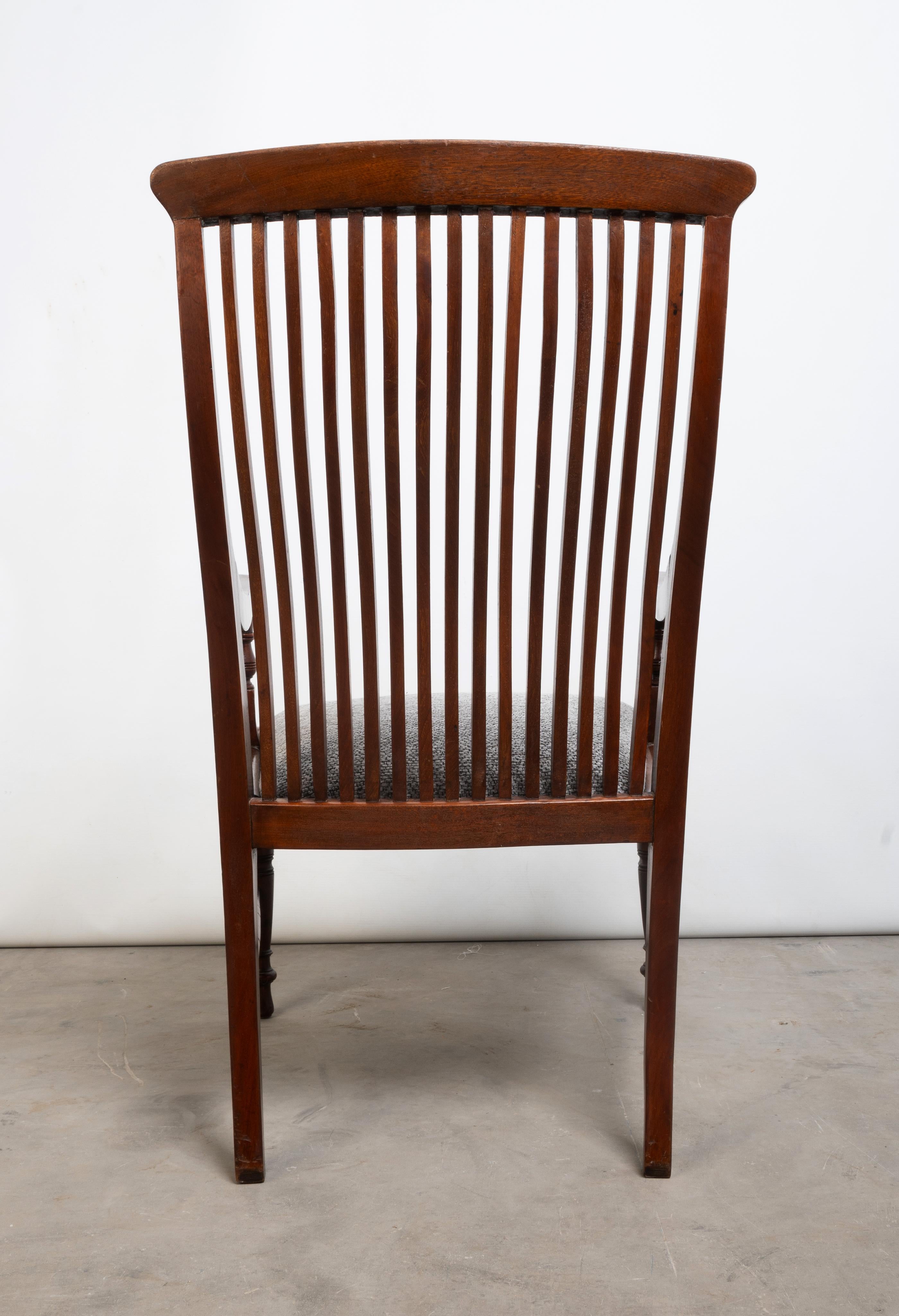 19th Century Antique English Morris & Co. Arts And Crafts Mahogany Elbow Armchair C.1890 For Sale