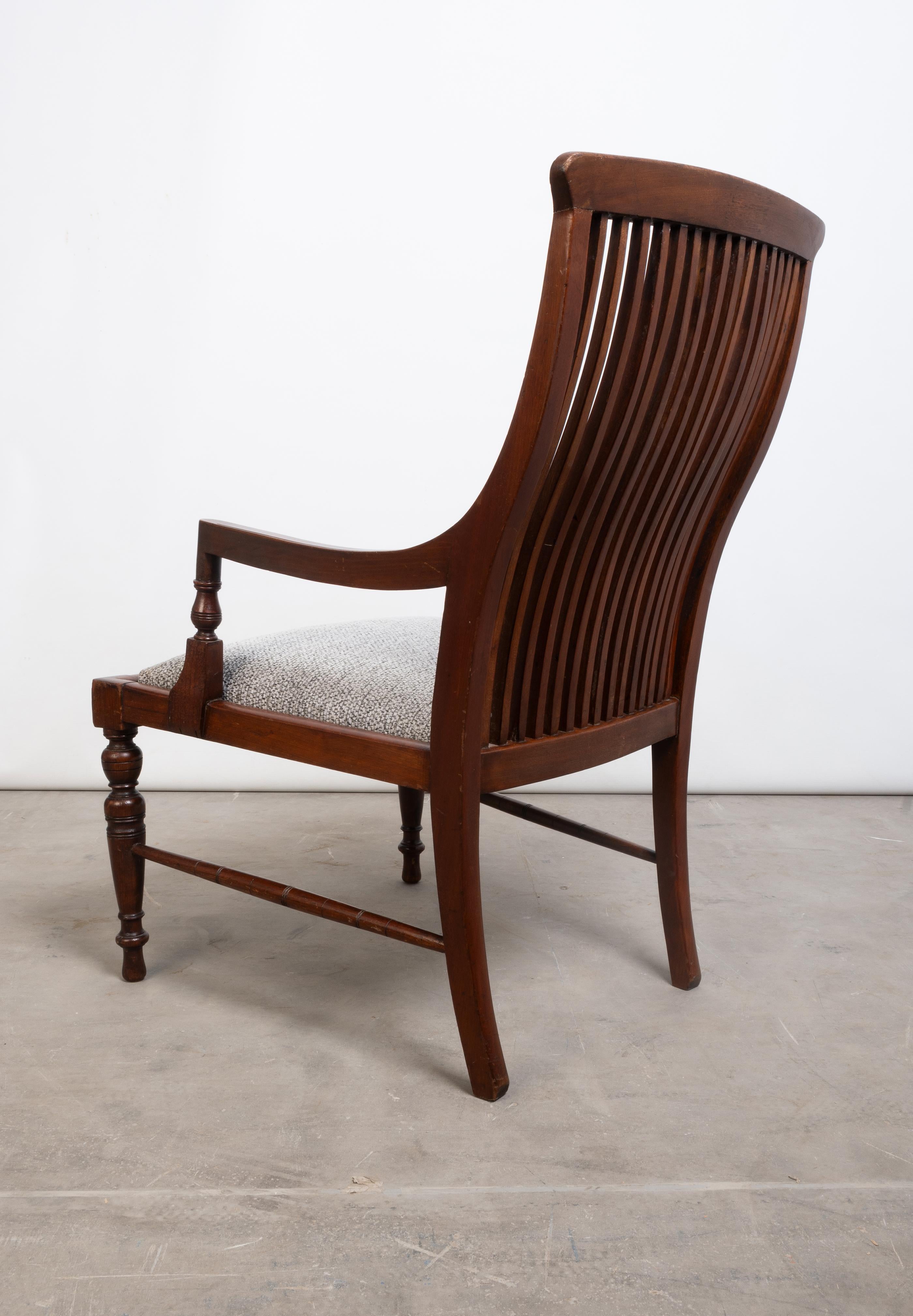 Antique English Morris & Co. Arts And Crafts Mahogany Elbow Armchair C.1890 For Sale 1