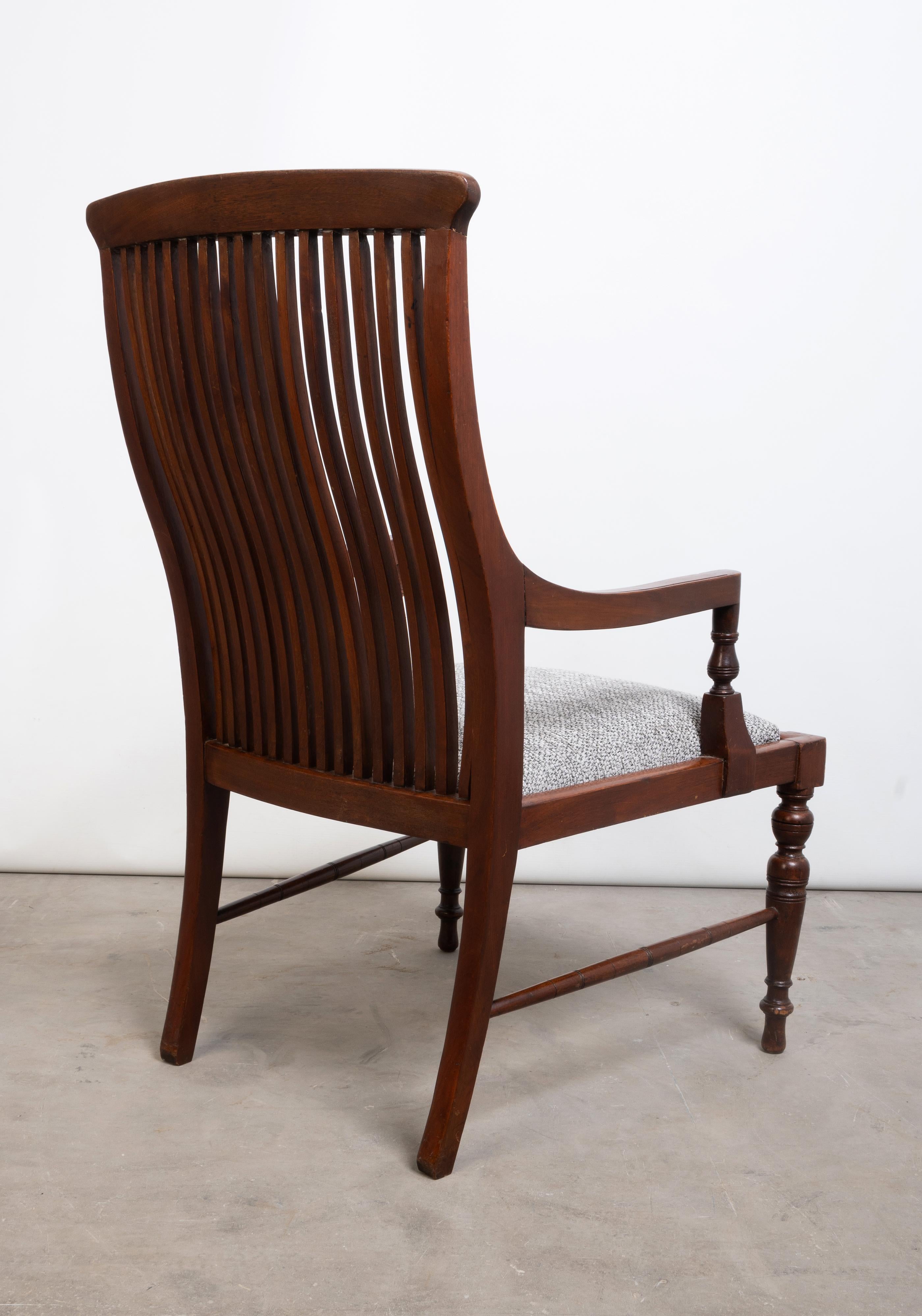 Antique English Morris & Co. Arts And Crafts Mahogany Elbow Armchair C.1890 For Sale 2