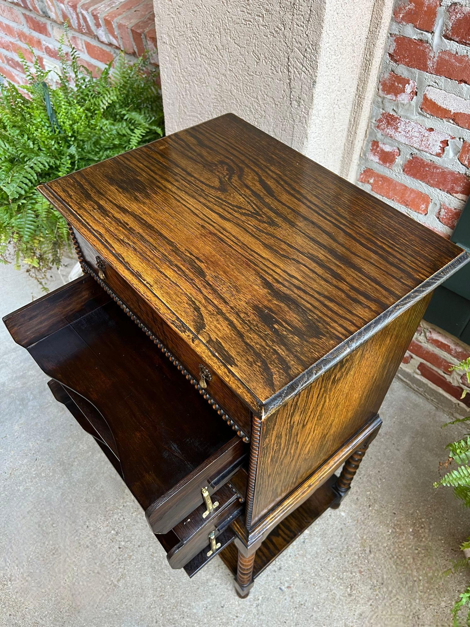 Antique English Music Cabinet Office File Jacobean Petite End Table Tiger Oak For Sale 5