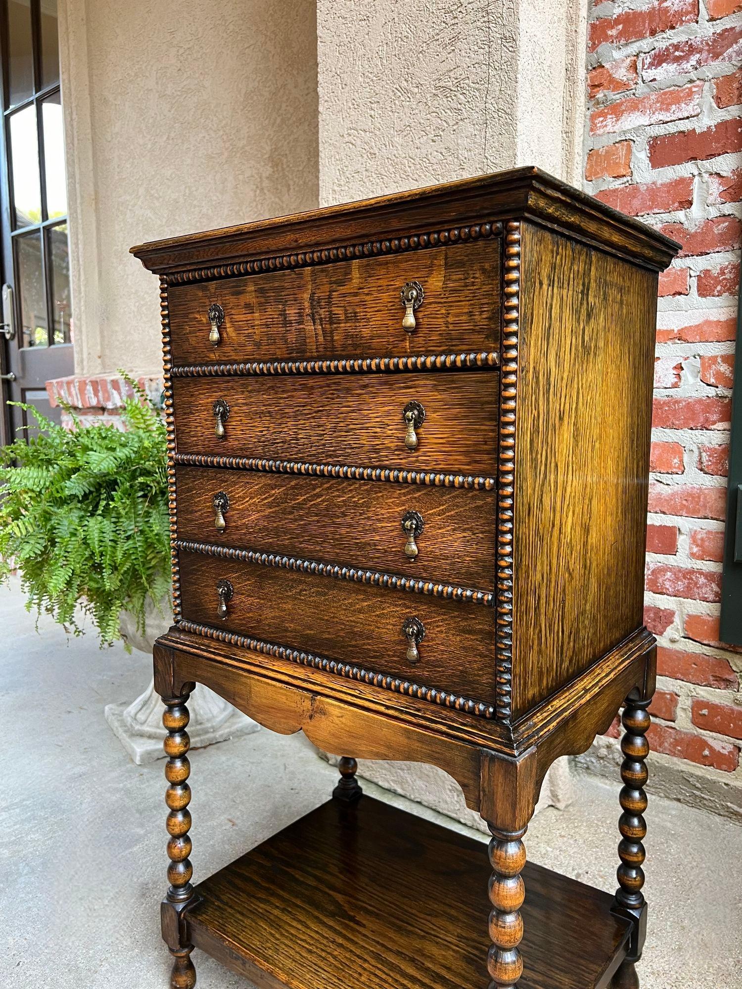 British Antique English Music Cabinet Office File Jacobean Petite End Table Tiger Oak For Sale