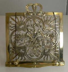 Antique English Musical Themed Brass Lectern / Book Stand by Townsend & Co.