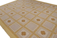 Oversized Antique Arraiolos Needlepoint Rug in Beige, Gold Seteais – Rug & Kilim