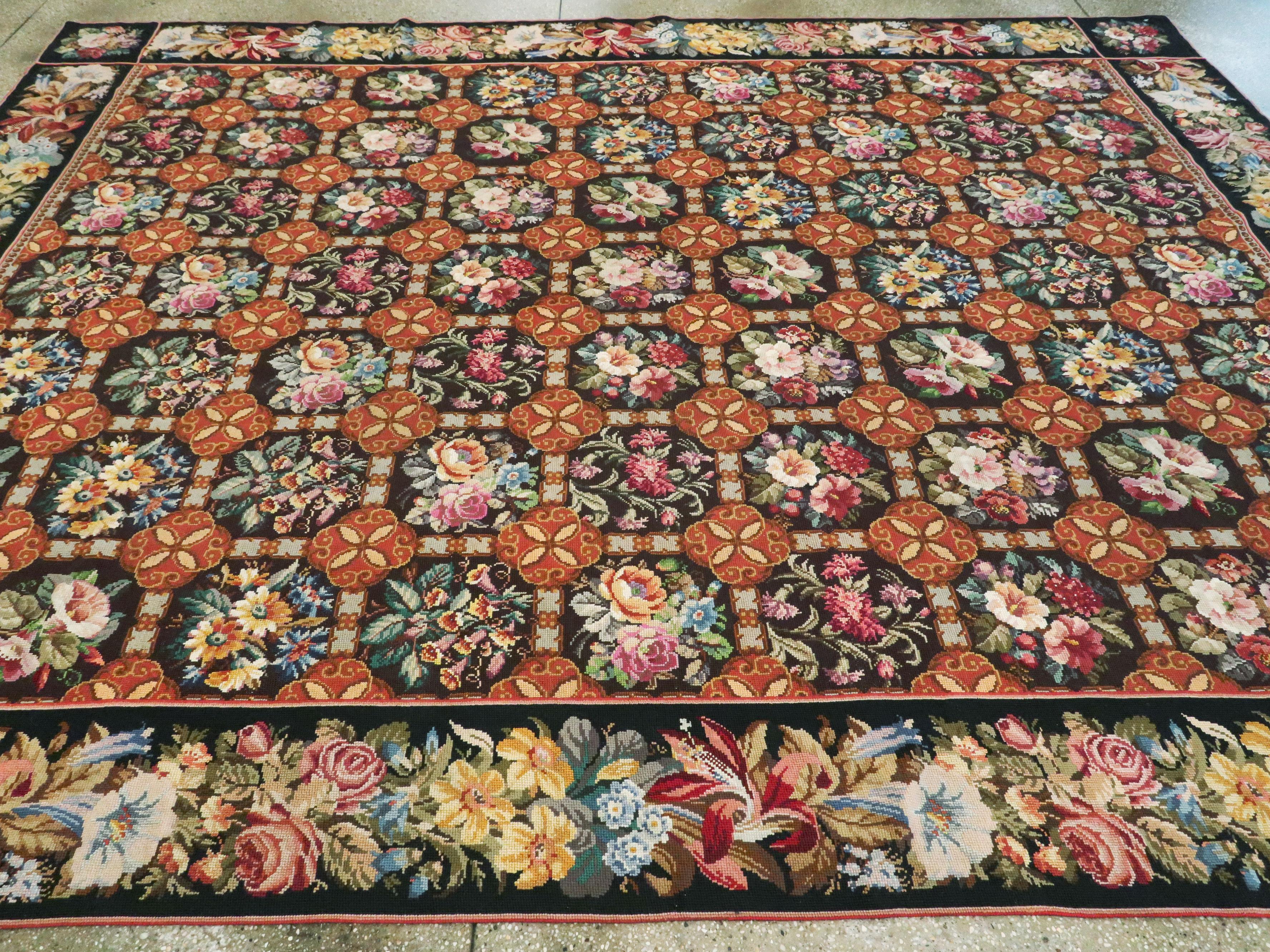 Antique English Needlepoint Carpet For Sale 4