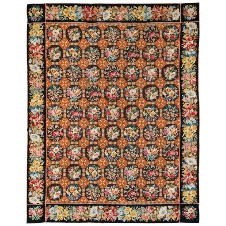 Antique English Needlepoint Carpet For Sale at 1stDibs