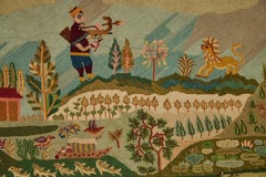 Antique English Needlepoint Panel Mounted to Custom Frame