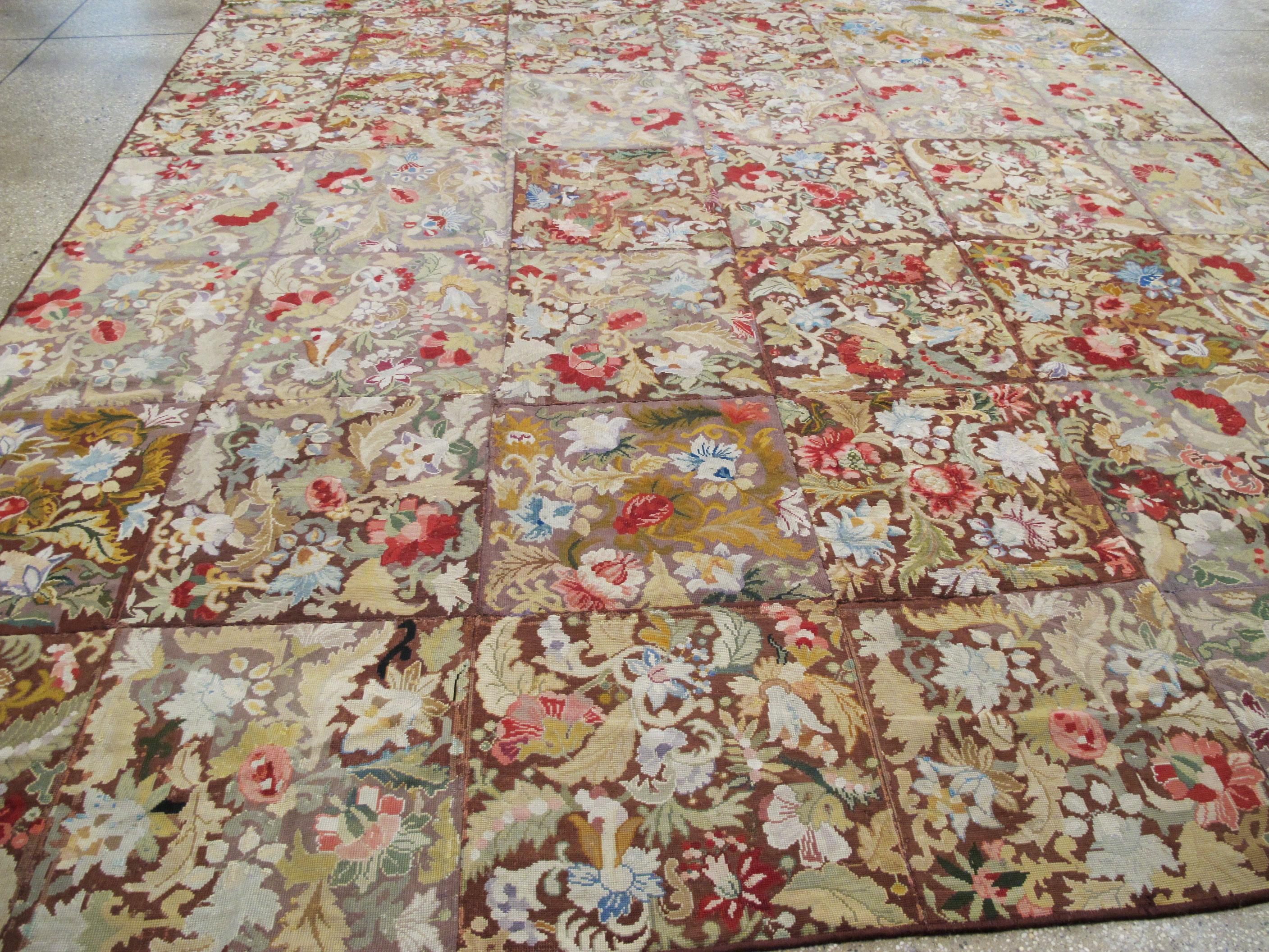Antique English Needlepoint Rug For Sale 4