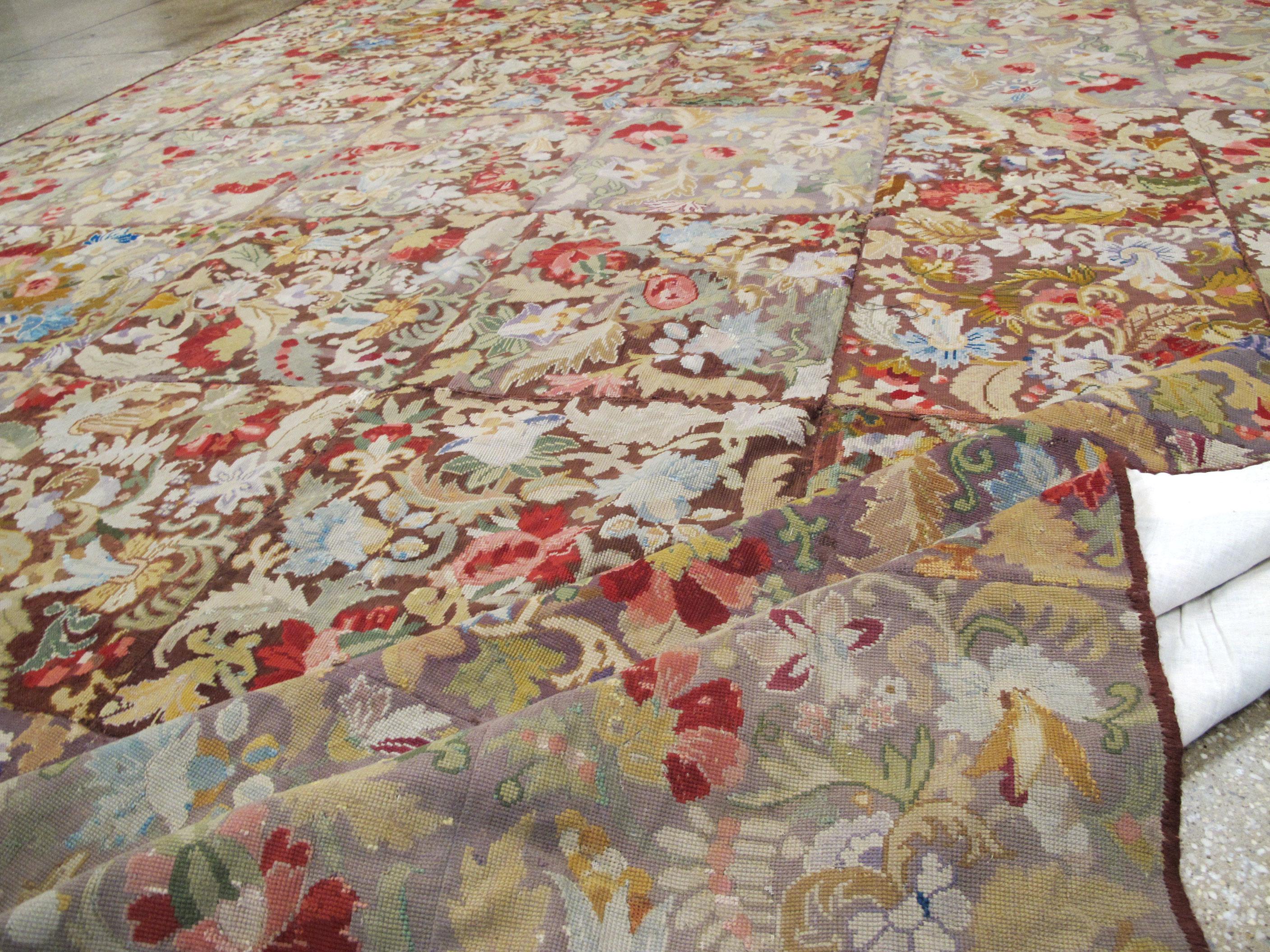 Antique English Needlepoint Rug For Sale 5