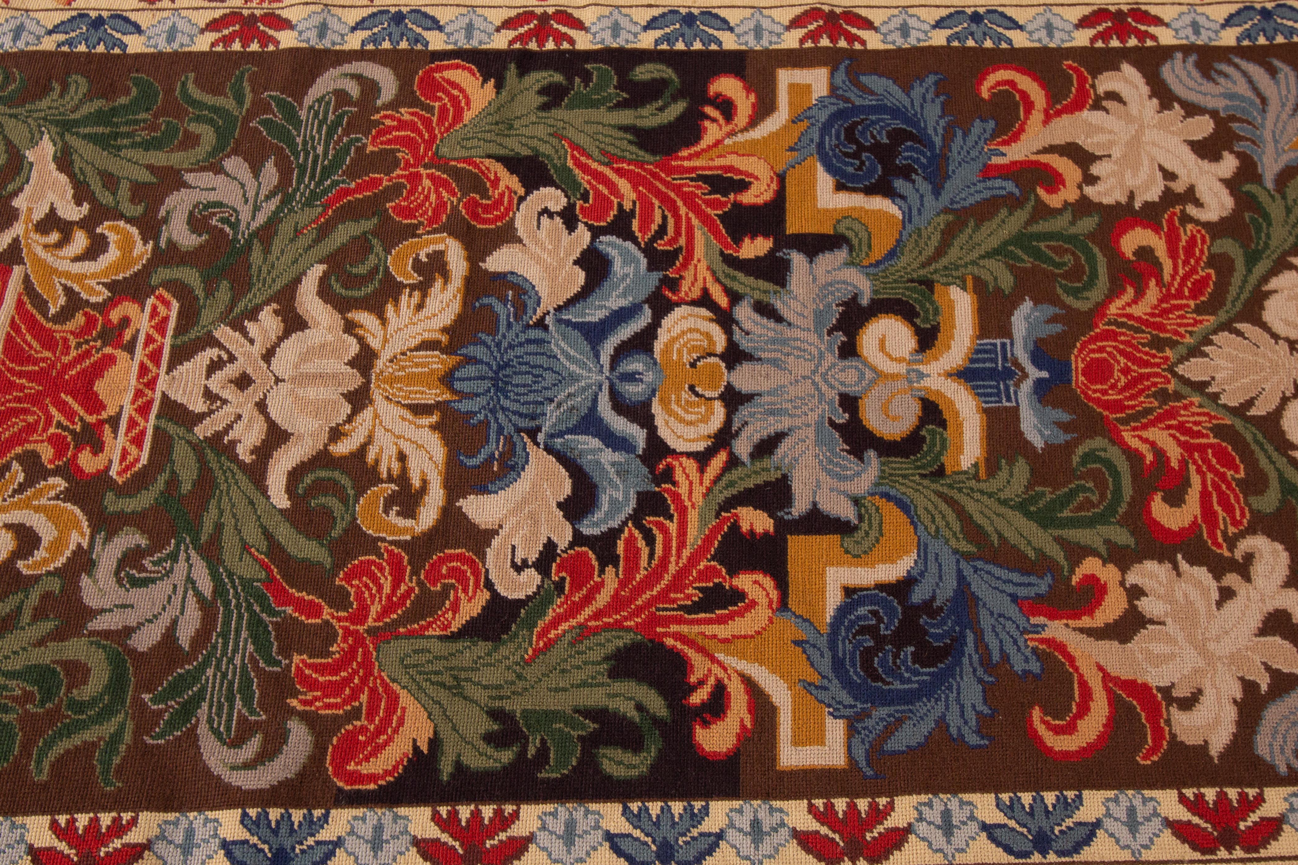 Early 20th Century Antique English Needlepoint Rug For Sale