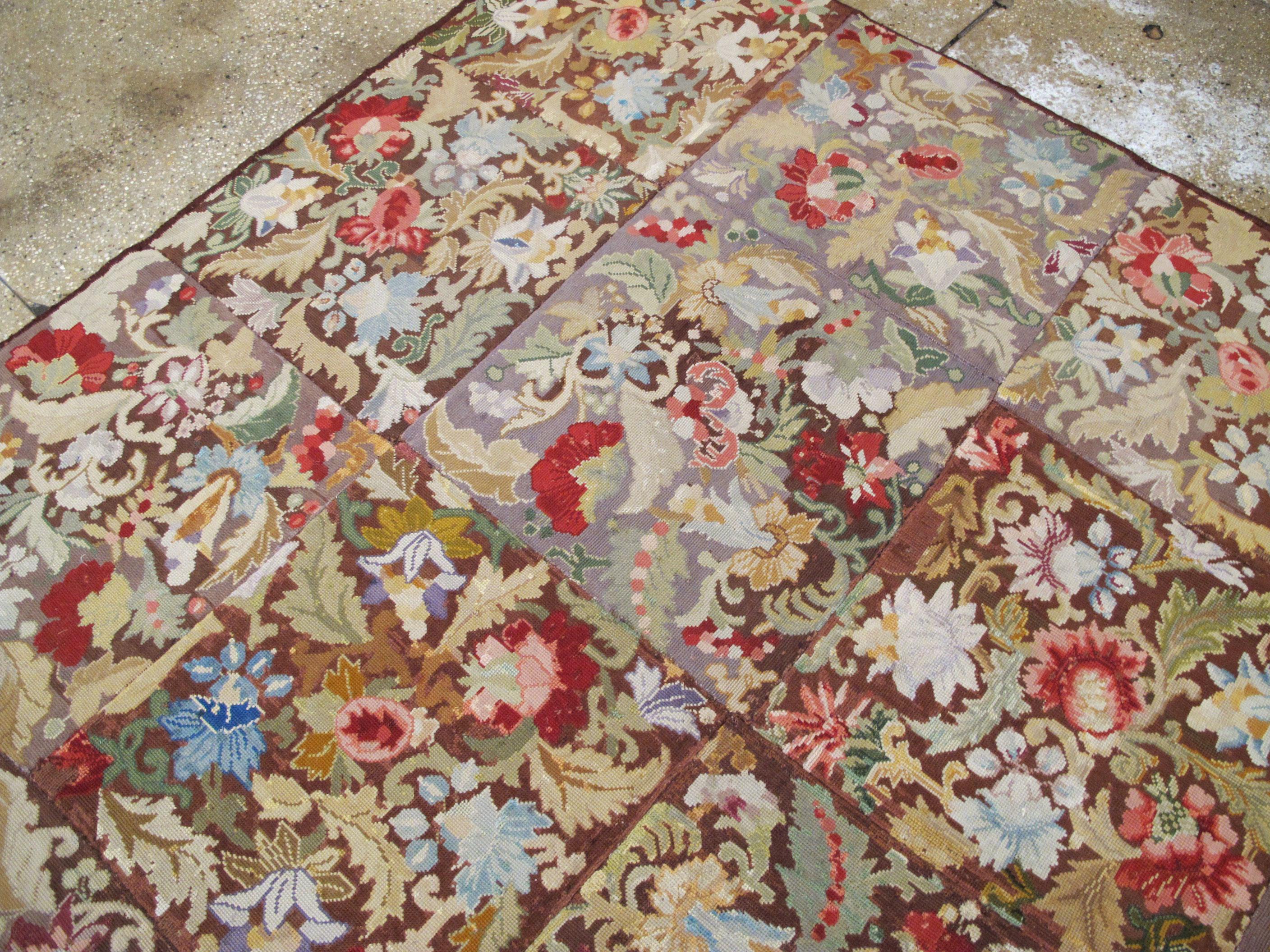 Antique English Needlepoint Rug For Sale 1