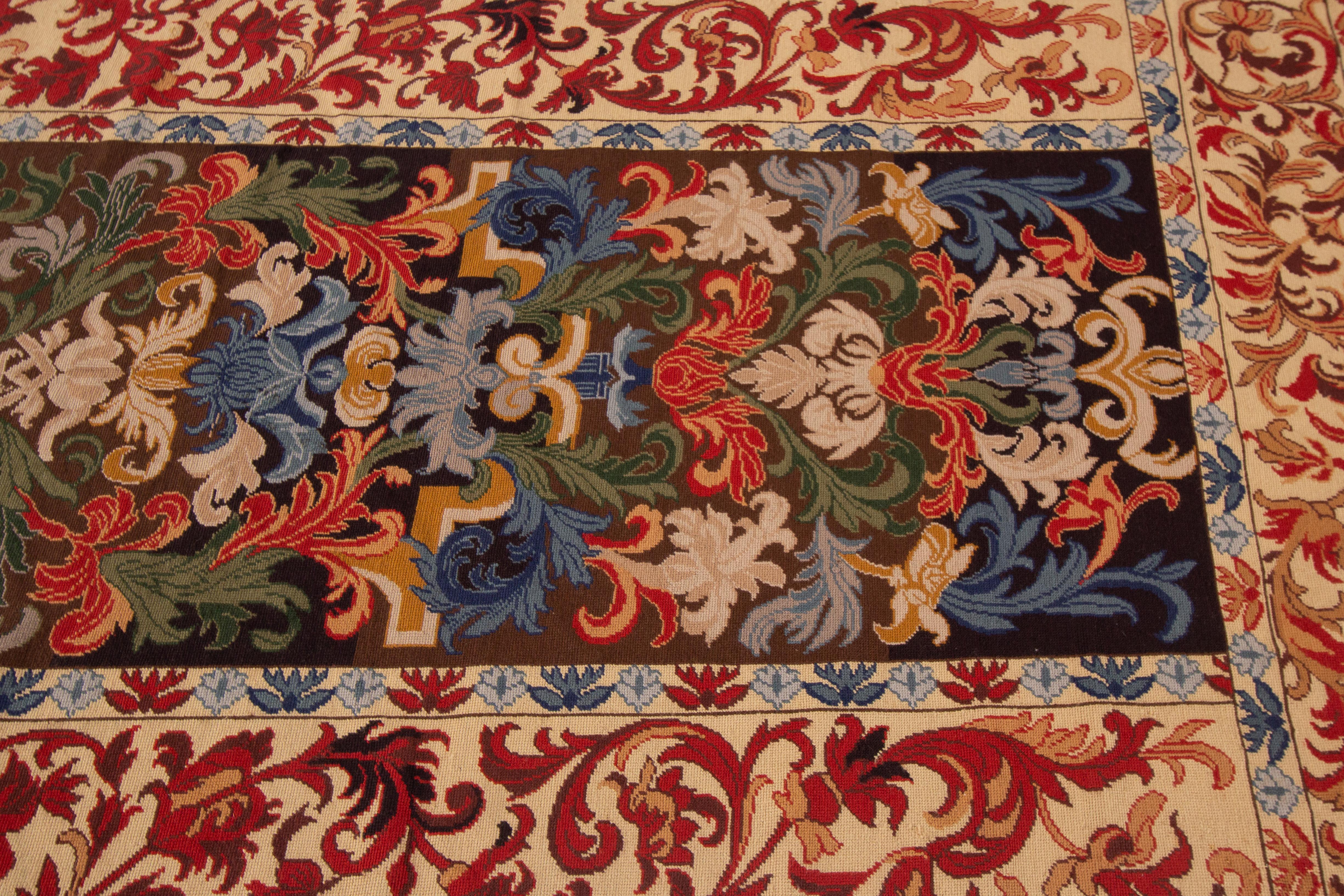 Antique English Needlepoint Rug For Sale 2