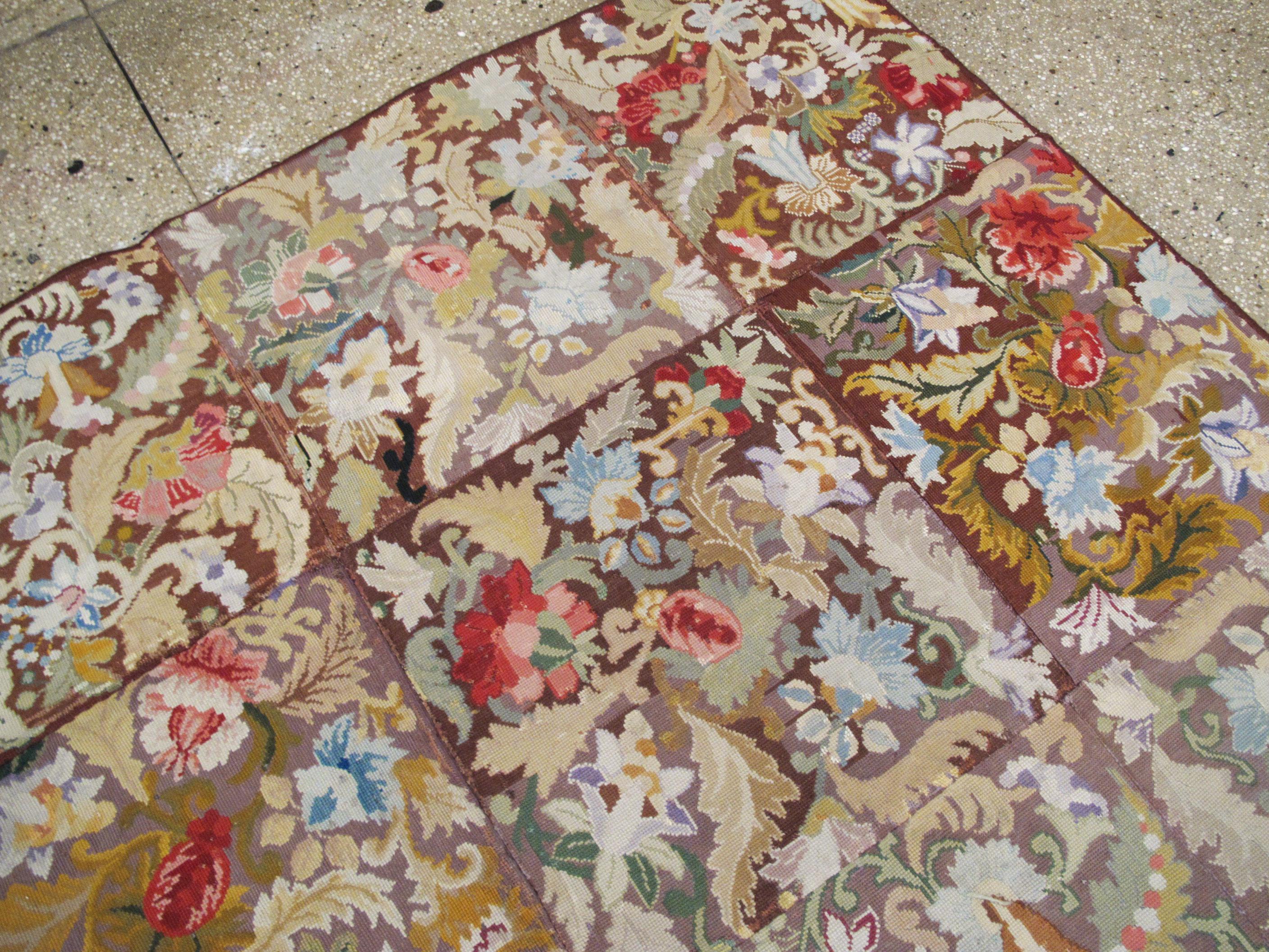 Antique English Needlepoint Rug For Sale 2