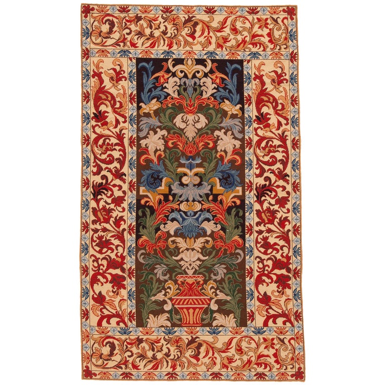Antique English Needlepoint Rug For Sale at 1stDibs