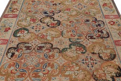 Antique English Needlepoint Rug with Colorful Floral Medallions