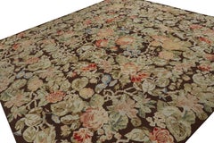 Antique English Needlepoint Square Rug with Floral Pattern, from Rug & Kilim