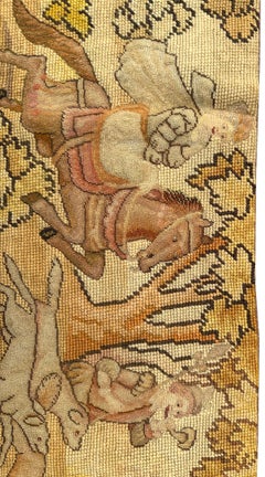 Antiker englischer Nadelspitze-Wandteppich, 31 cm x 213 cm, Wolle und Seide, Gold, 1x7