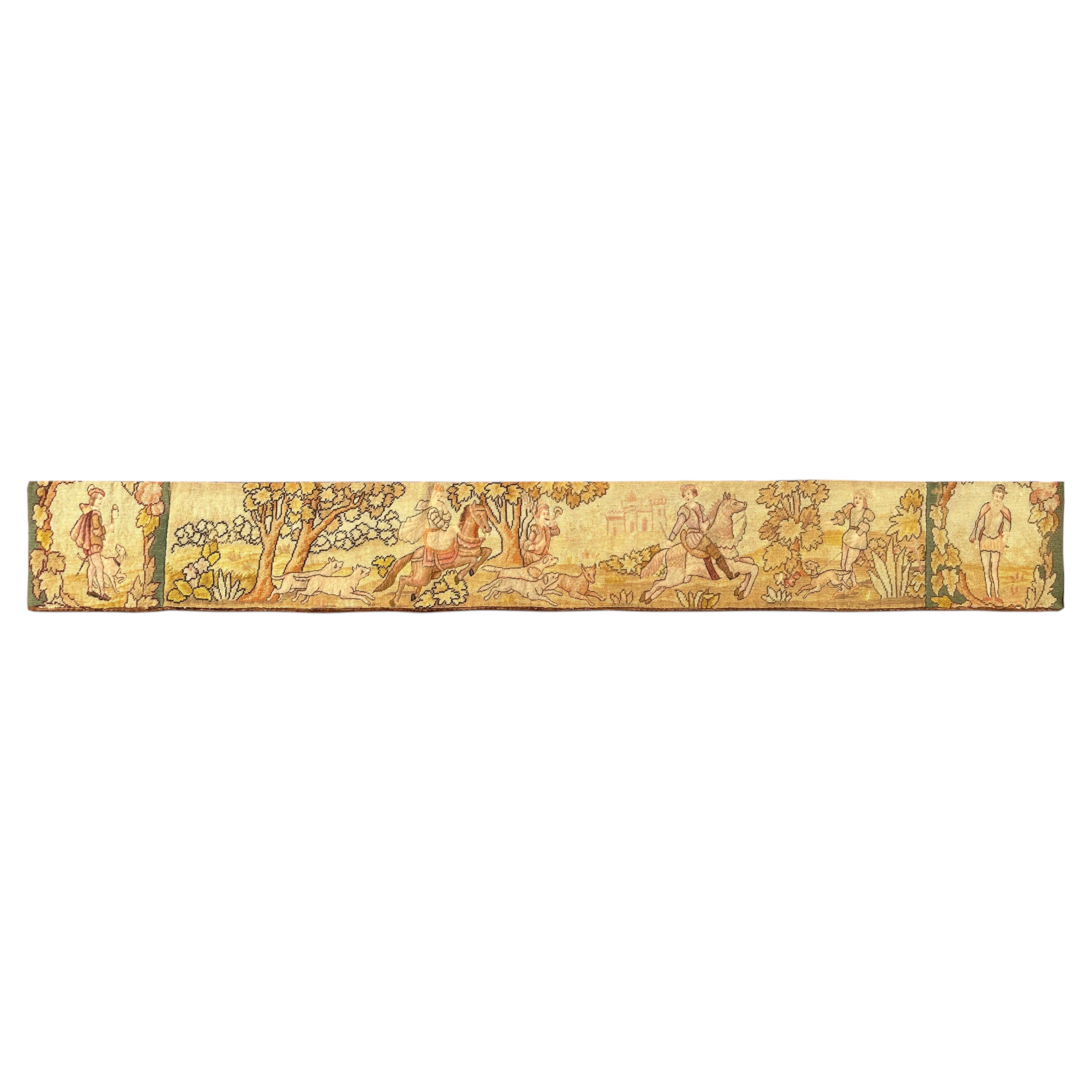 Antique English Needlepoint Tapestry 31x213 cm c.1900 For Sale