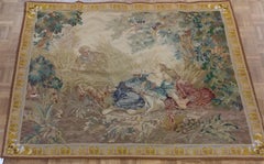 Antique English Needlepoint Tapestry Copy of Les Amants Surpris Wool, 1900
