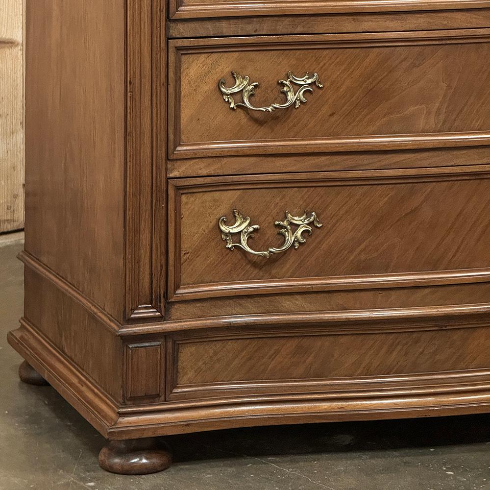 Antique English Neoclassical Marble Top Walnut Chest of Drawers For Sale 4