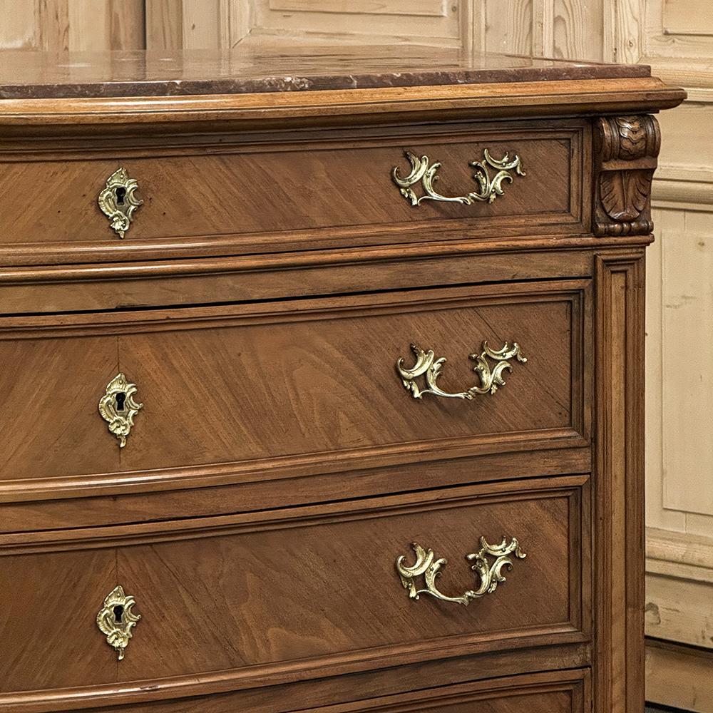 Antique English Neoclassical Marble Top Walnut Chest of Drawers For Sale 5