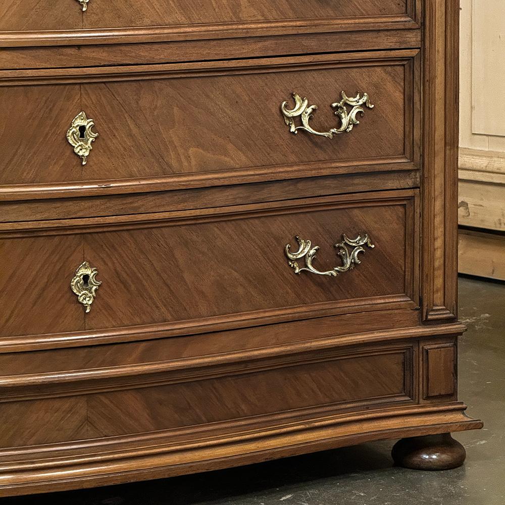 Antique English Neoclassical Marble Top Walnut Chest of Drawers For Sale 6