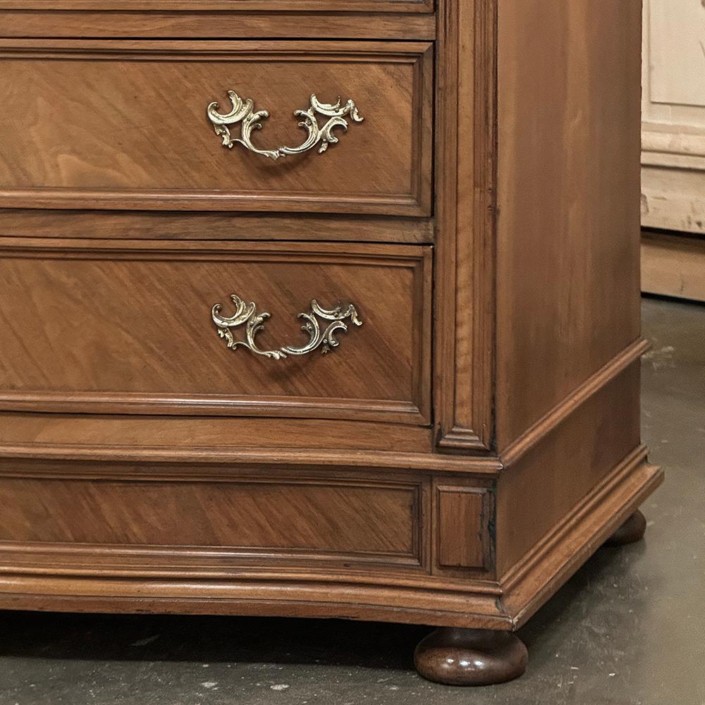 Antique English Neoclassical Marble Top Walnut Chest of Drawers For Sale 8