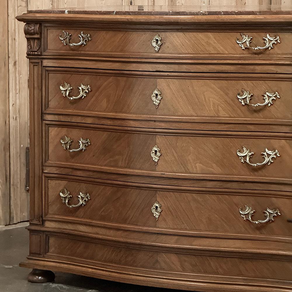 Antique English Neoclassical Marble Top Walnut Chest of Drawers For Sale 9