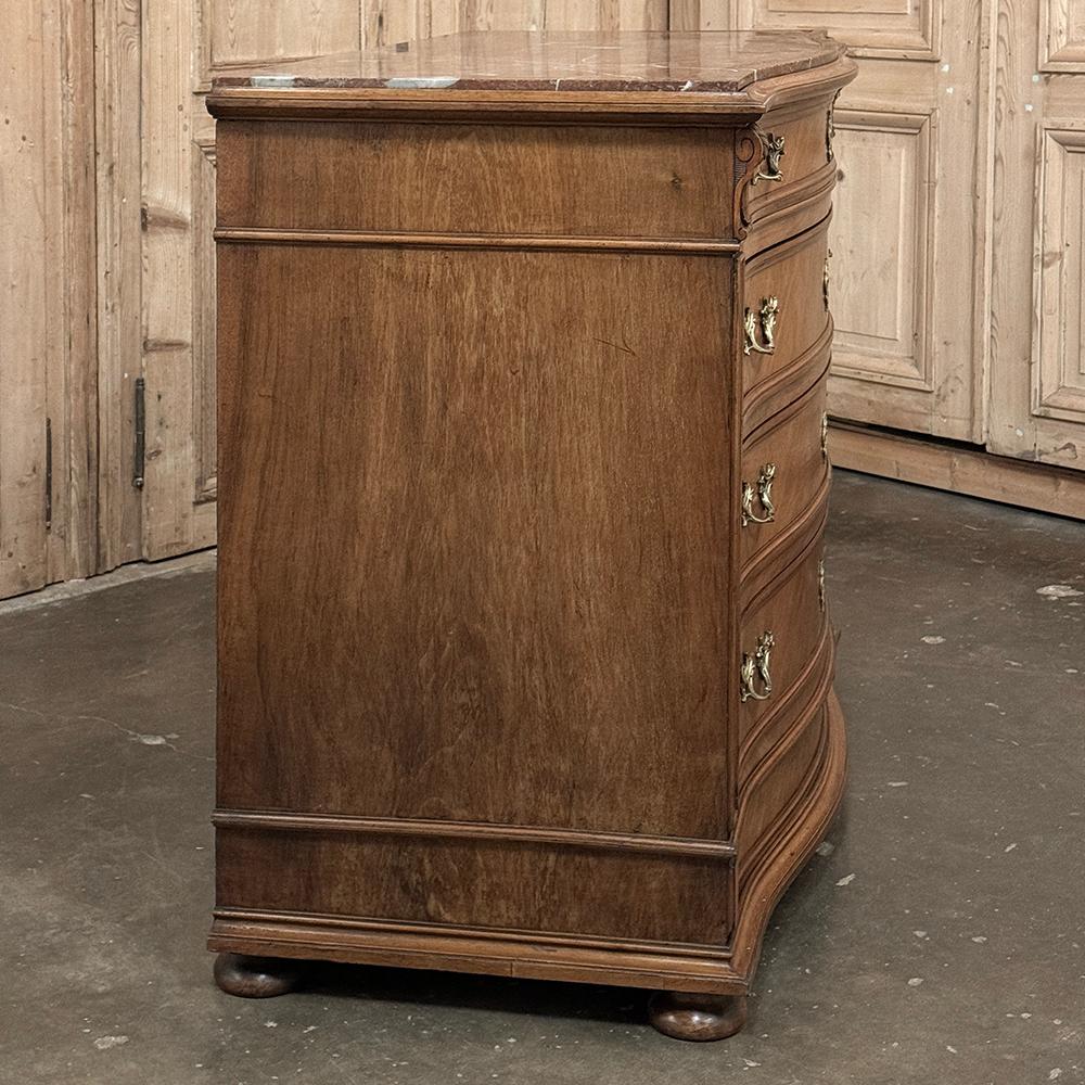Antique English Neoclassical Marble Top Walnut Chest of Drawers For Sale 10