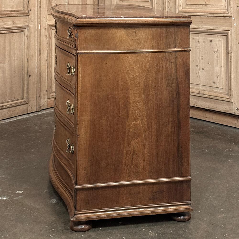 Antique English Neoclassical Marble Top Walnut Chest of Drawers For Sale 11