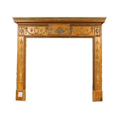 Antique English Neoclassical Pine and Gesso Fireplace Mantel