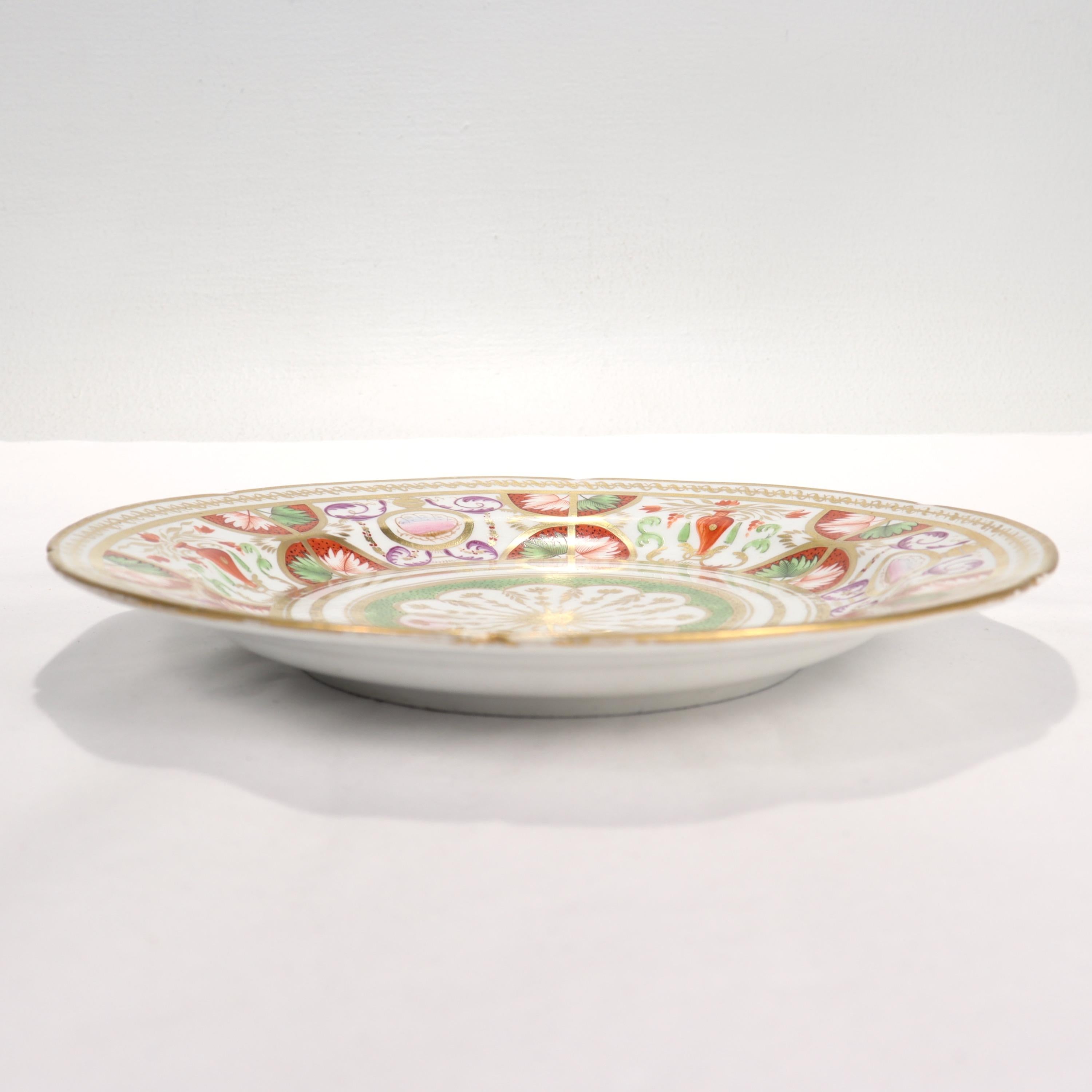19th Century Antique English Neoclassical Porcelain Plate attributed to Coalport For Sale