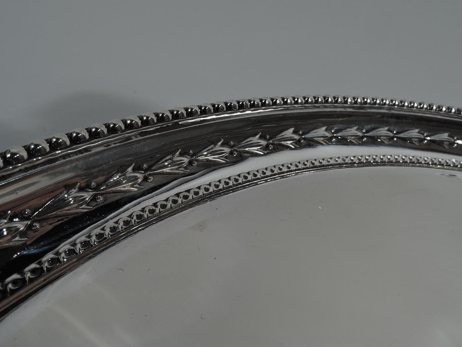 Late 19th Century Antique English Neoclassical Sterling Silver Salver Tray