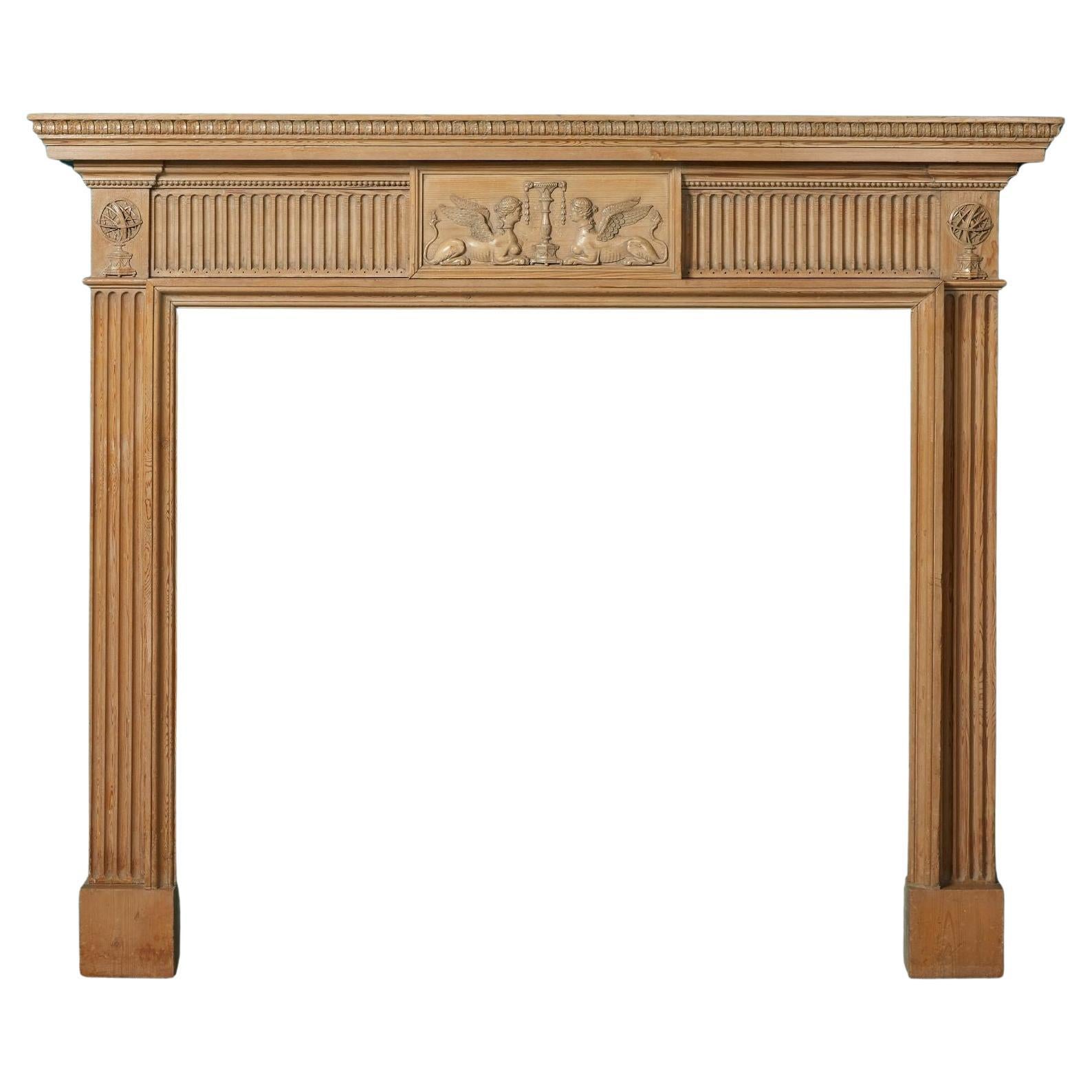 Antique English Neoclassical Style Fire Mantel For Sale