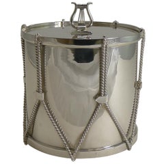 Antique English Novelty Biscuit Box Drum by Mappin & Webb, circa 1890