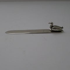 Antiker englischer Brieföffner mit Entenmotiv von Sampson Mordan & Co.