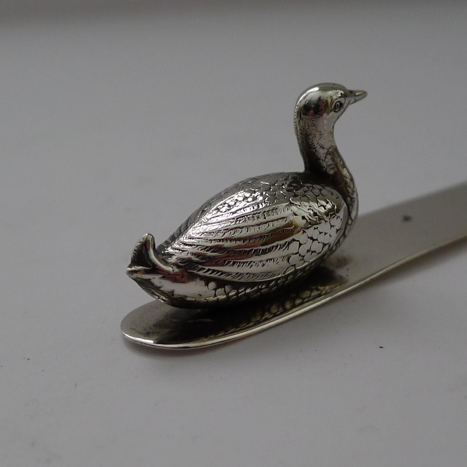 Early 20th Century Antique English Novelty Duck Letter Opener by Sampson Mordan & Co. For Sale