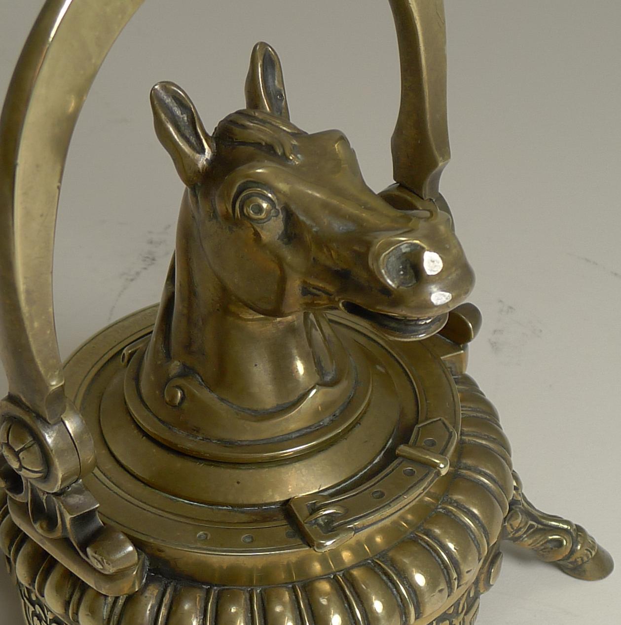 Victorian Antique English Novelty Equestrian Inkwell, Horse, circa 1880 For Sale