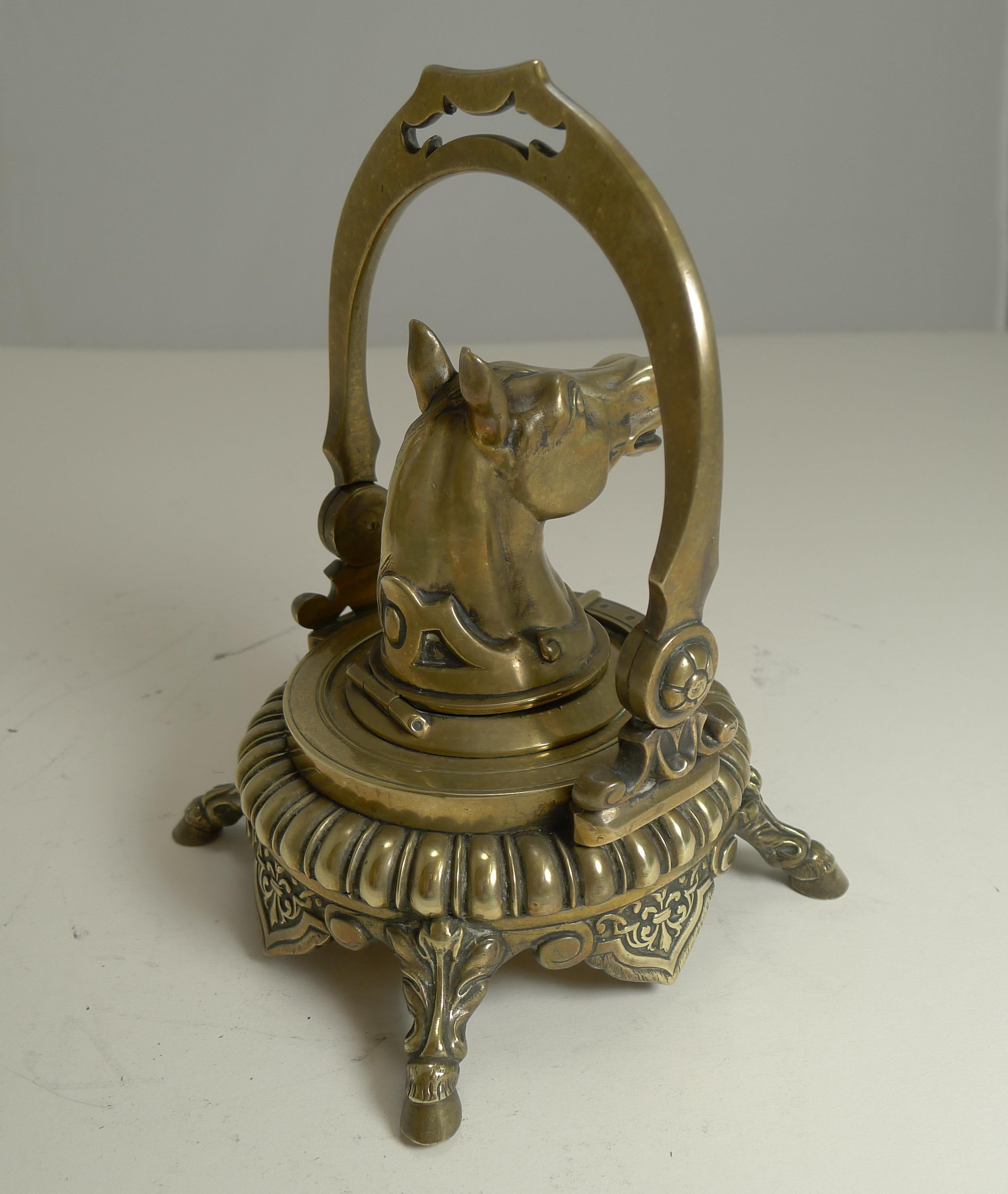 Late 19th Century Antique English Novelty Equestrian Inkwell, Horse, circa 1880 For Sale