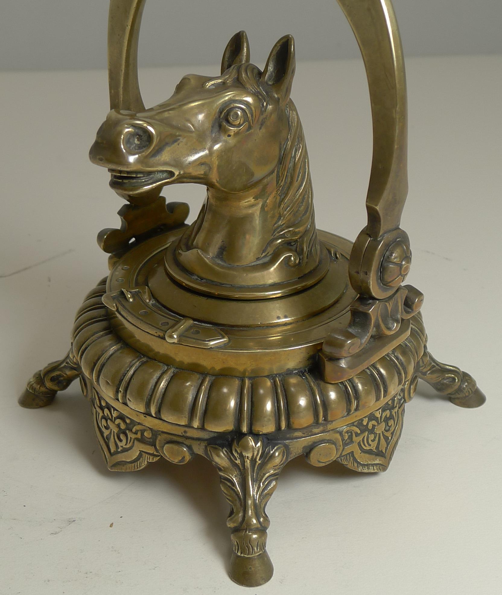 Antique English Novelty Equestrian Inkwell, Horse, circa 1880 For Sale 3