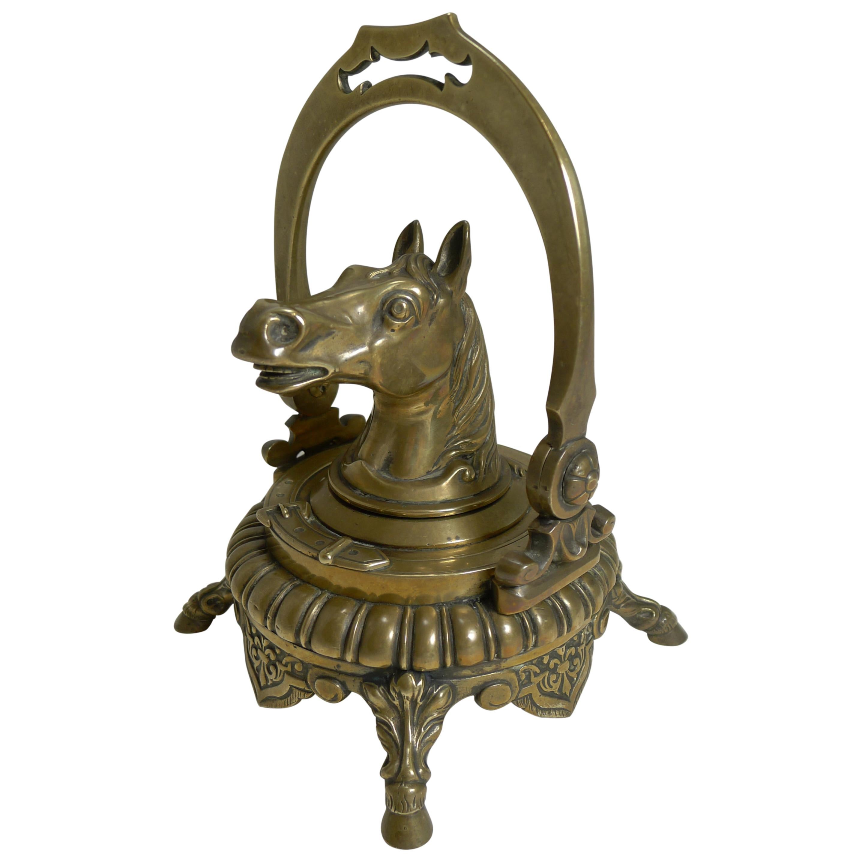Antique English Novelty Equestrian Inkwell, Horse, circa 1880