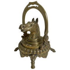 Antique English Novelty Equestrian Inkwell, Horse, circa 1880