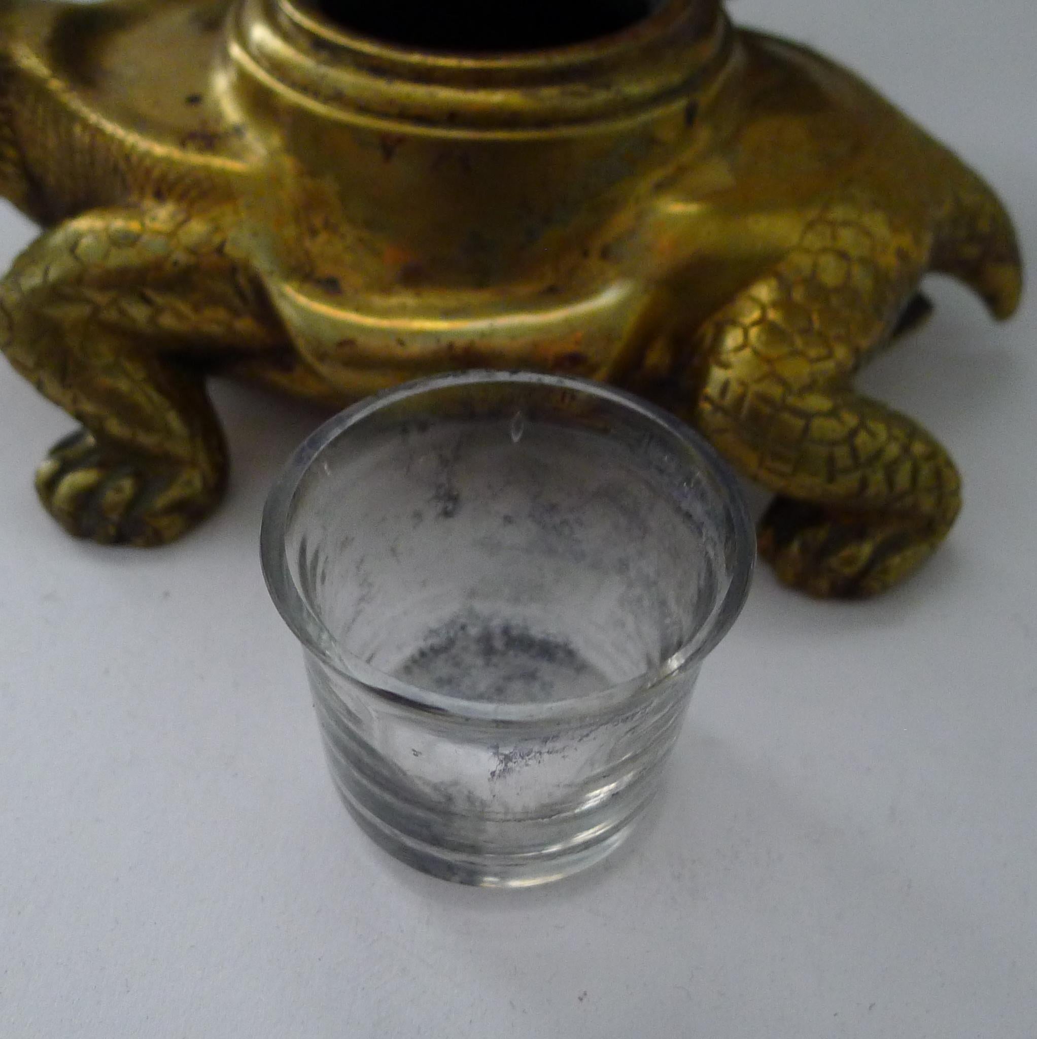 Antique English Novelty Inkwell - Brass Tortoise / Turtle c.1890 For Sale 5
