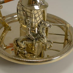 Antique English Novelty Inkwell, Horse Jumping, Equestrian or Jockey, circa 1880