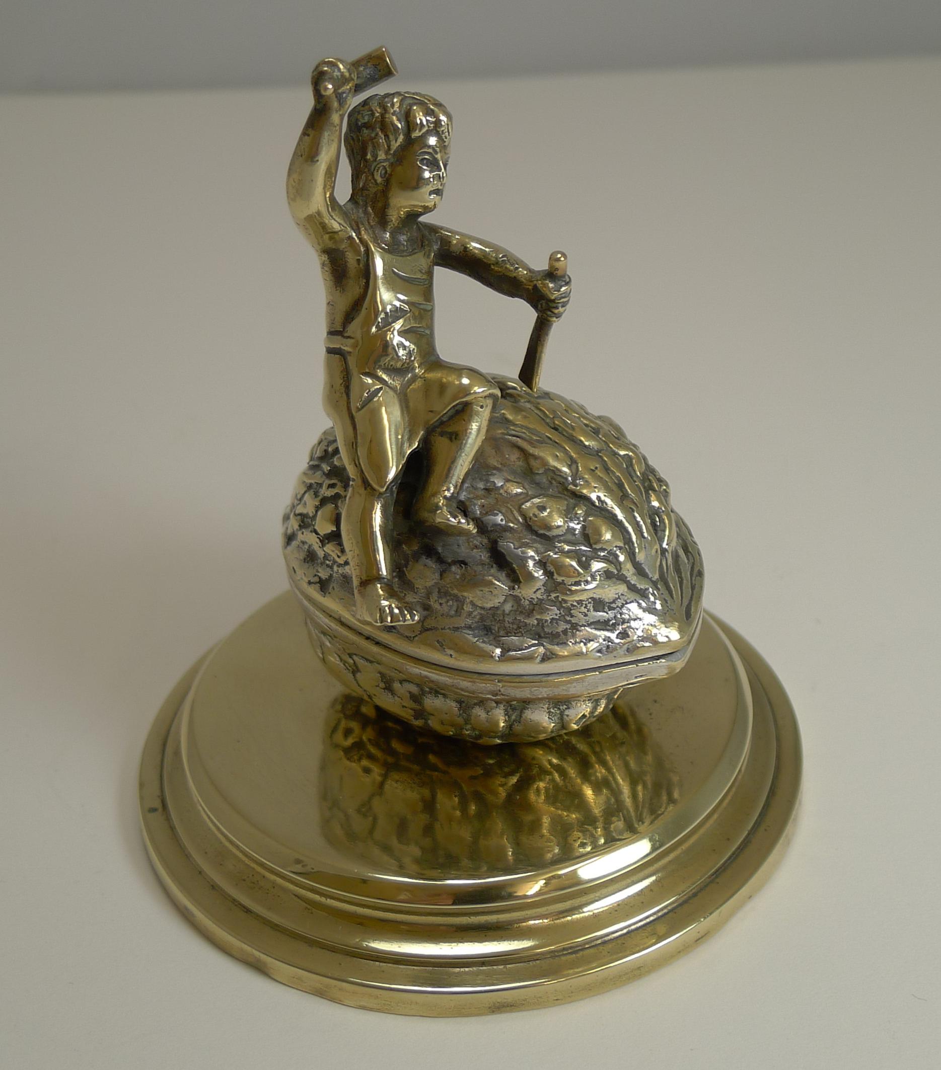 Late 19th Century Antique English Novelty Inkwell, Sledgehammer to Crack a Nut, circa 1890 For Sale