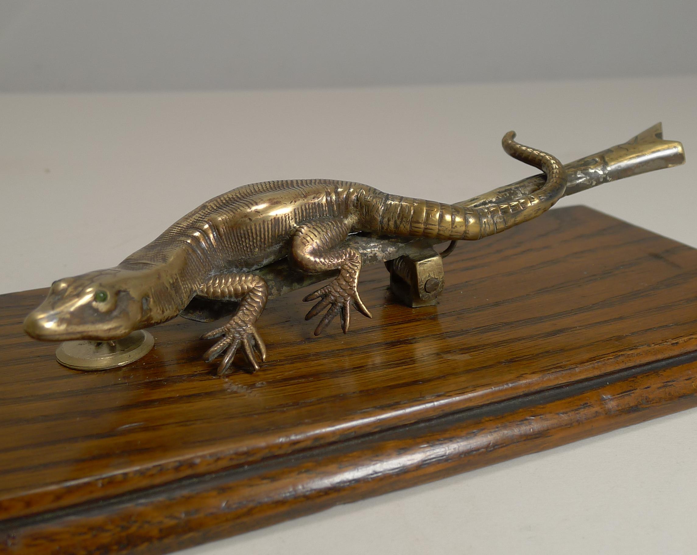 Late 19th Century Antique English Novelty Letter Clip, circa 1890, Lizard