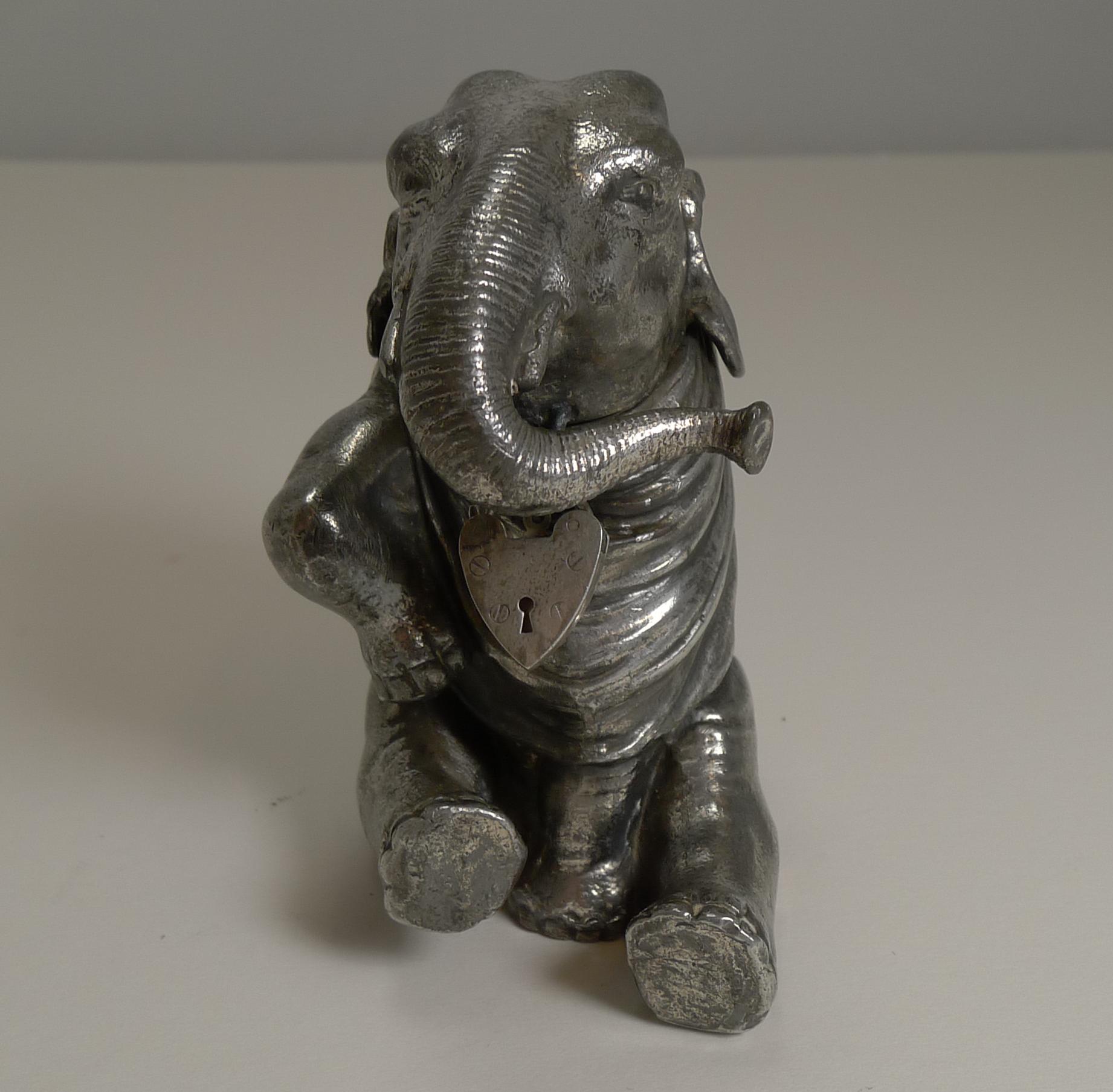 Late Victorian Antique English Novelty Money Box / Bank, Elephant, circa 1900