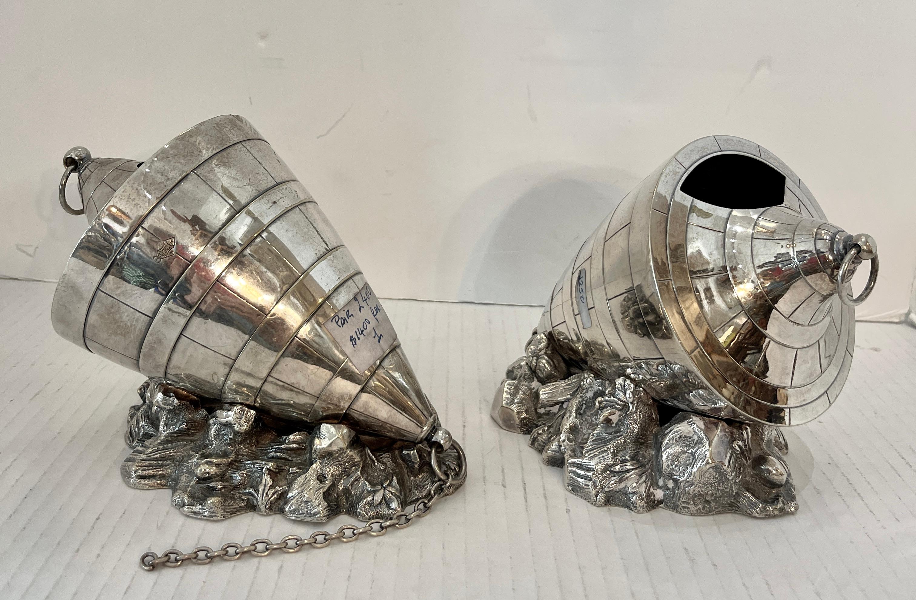 Hand-Crafted Antique English Novelty Silver Plate Buoy Spoon Warmers, Pairs For Sale