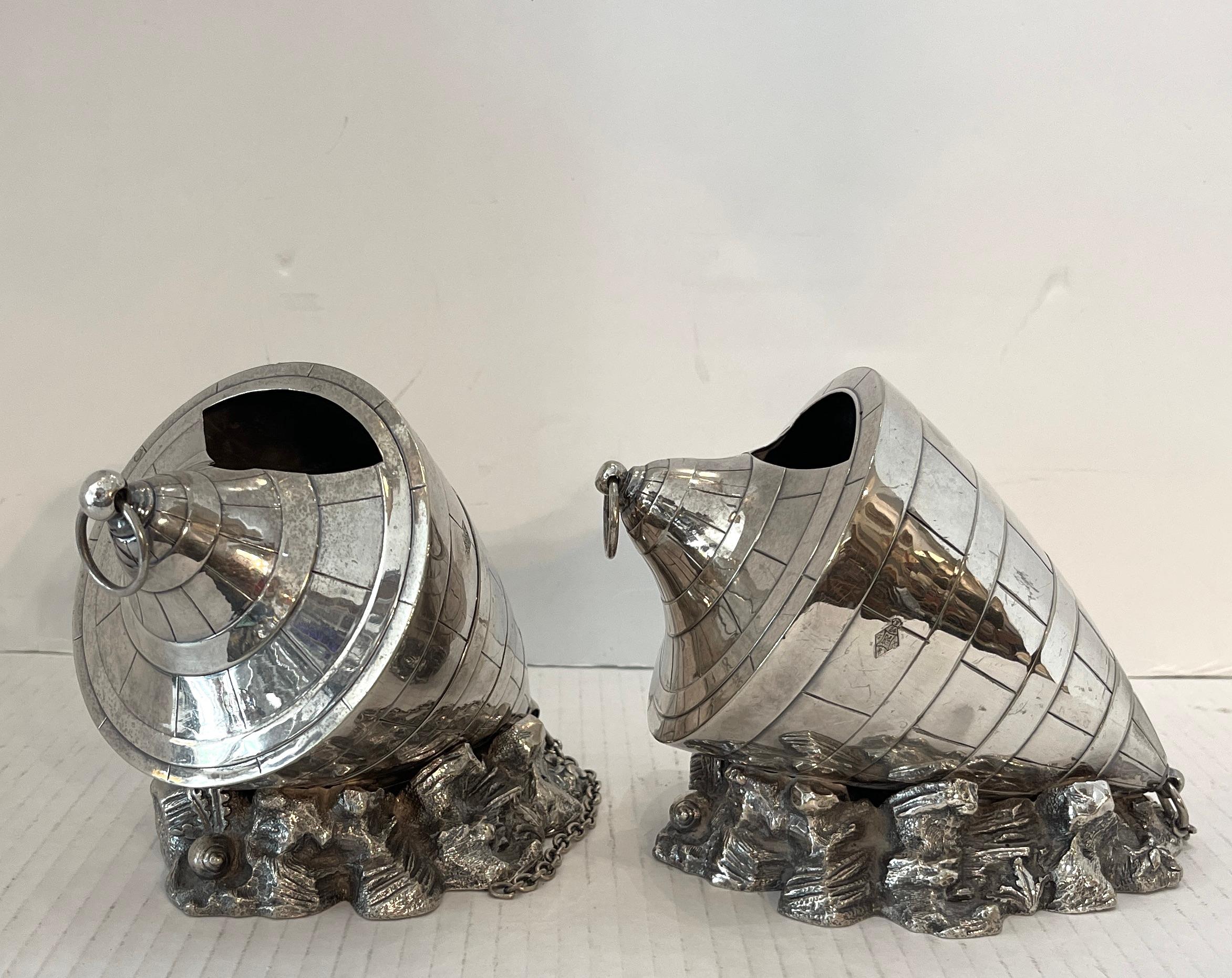 Antique English Novelty Silver Plate Buoy Spoon Warmers, Pairs In Good Condition For Sale In West Palm Beach, FL