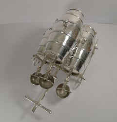 Antique English Novelty Triple Spirit Barrel, Reg. 1863