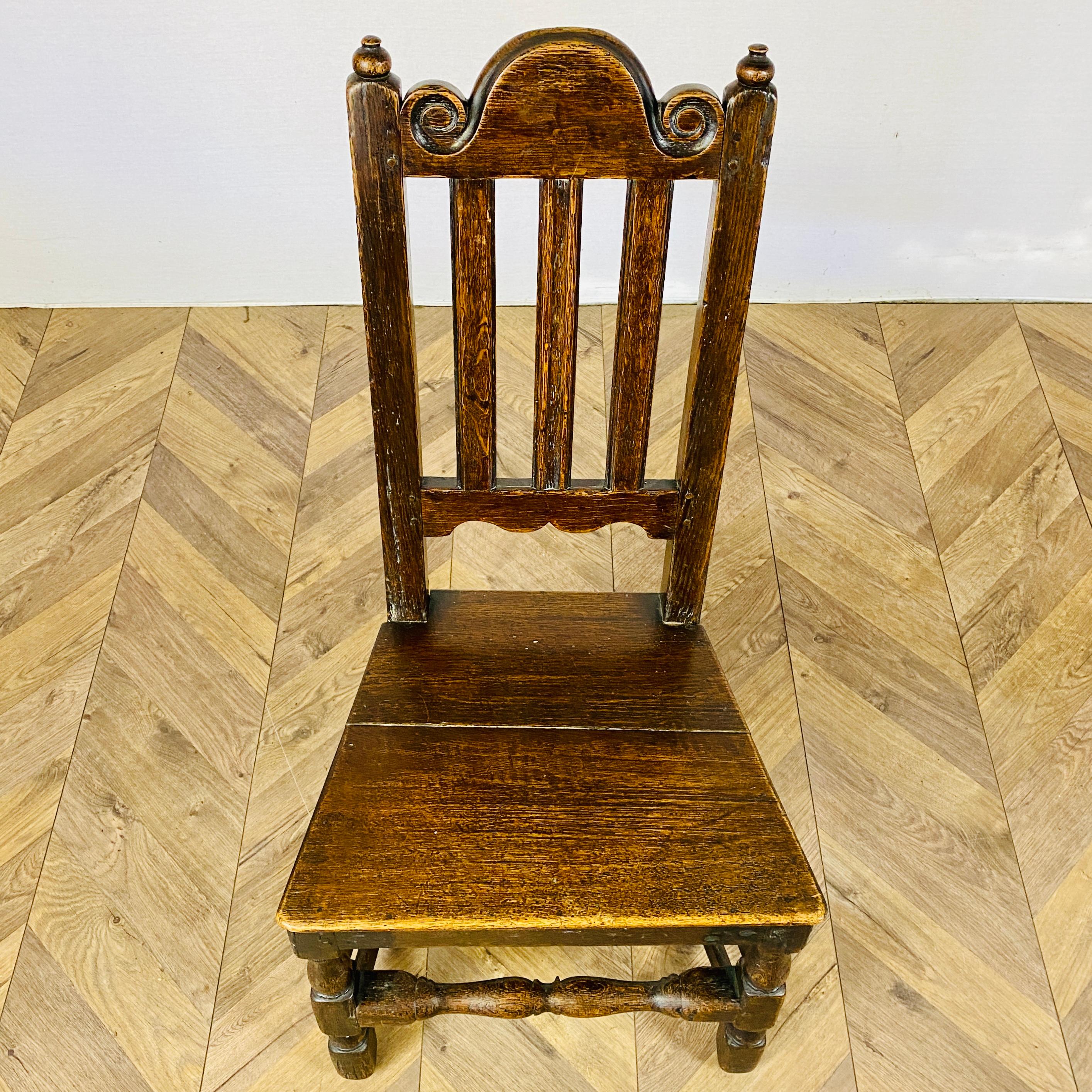 Antique English Oak 17th Century Hall Chair For Sale 7